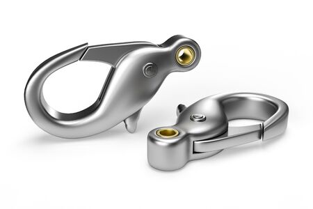 Clip hook hammock swing mounting, ropes, chain and climbing. Isolated on white. 3D render.の写真素材