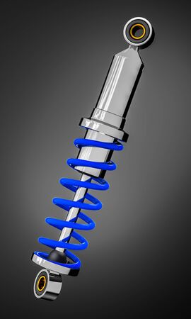 Automobile shock absorber on grey background render 3D.の写真素材