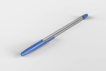 Blue-transparent pen isolated on white background - 3d renderの写真素材