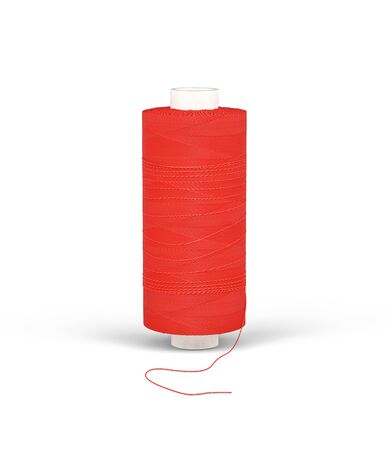 Spool of red thread isolated on white background - 3d renderの写真素材