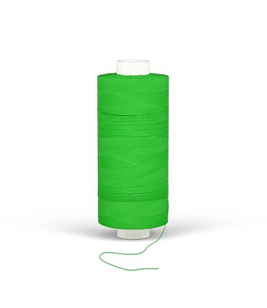 Spool of green thread isolated on white background - 3d renderの写真素材