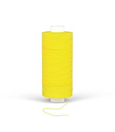 Spool of yellow thread isolated on white background - 3d renderの写真素材