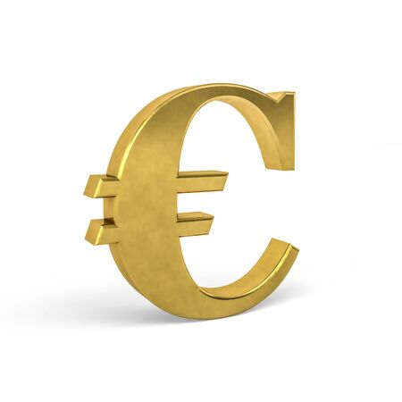 Golden euro sign isolated on white background - 3d renderの写真素材