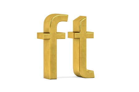 Golden Hungarian forint sign isolated on white background - 3d render