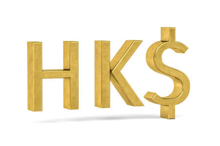 Golden Hong Kong dollar sign isolated on white background - 3d renderの写真素材