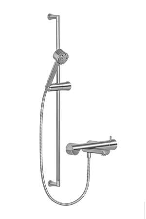 Chrome shower set isolated on white background - 3d renderの写真素材