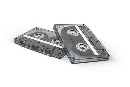 Two cassette tapes isolated on a white background - 3d renderの写真素材