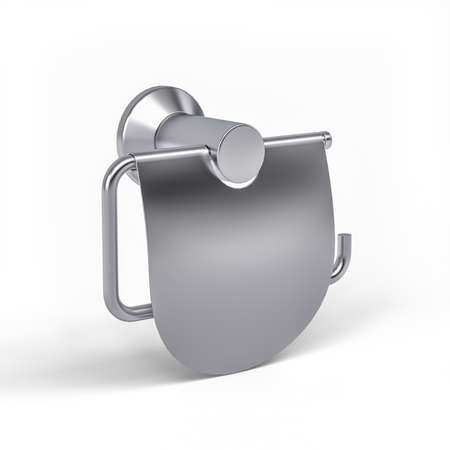 Silver toilet paper holder isolated on white background - 3d renderの写真素材