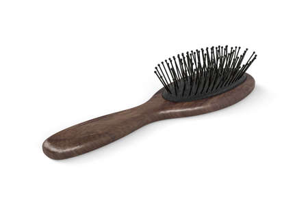 A wooden hairbrush isolated on a white background - 3D renderの写真素材
