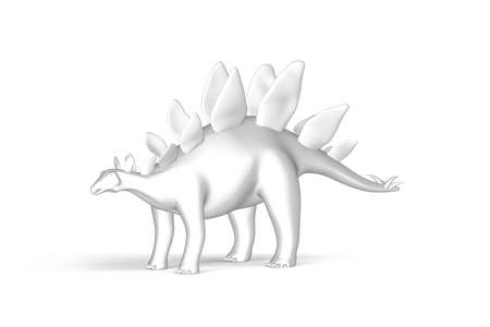 Stegosaurus - Black and White Graphics on White Background - 3D Illustrationの写真素材