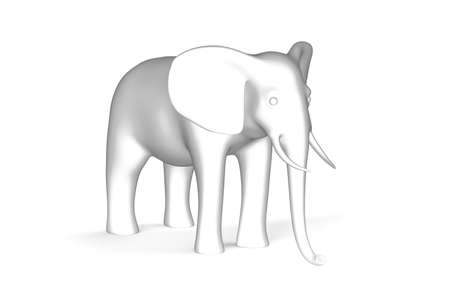 Elephant - Black and White Graphics on White Background - 3D Illustrationの写真素材