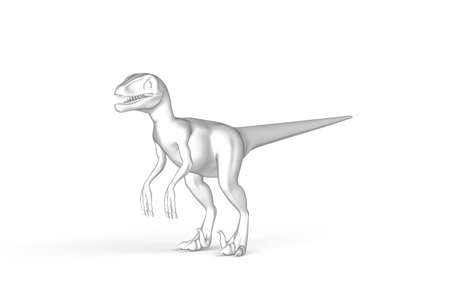 Velociraptor - Black and White Graphics on White Background - 3D Illustrationの写真素材