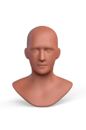 A mannequin with a male head - front view isolated on white - 3D renderの写真素材
