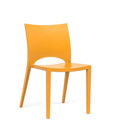 Orange designer chair on white background - 3D renderの写真素材