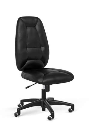 Black leather office chair - 3D renderの写真素材