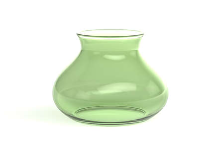 Round green glass vase isolated on white background - 3d renderの写真素材