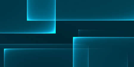 Abstract background - black background with blue glowing rectangles - 2D illustrationの写真素材