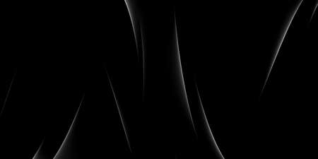Black abstract background with white curved glowing lines - 2d illustrationの写真素材