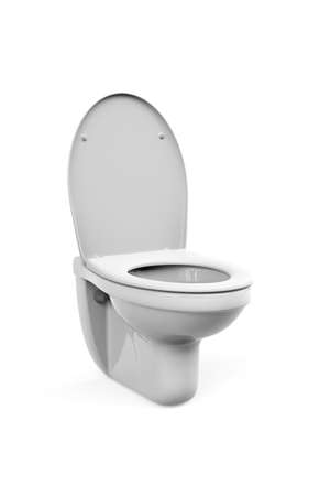 White toilet bowl with open flap isolated on a white background - 3d renderの写真素材