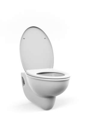 White toilet bowl with open flap isolated on a white background - 3d renderの写真素材