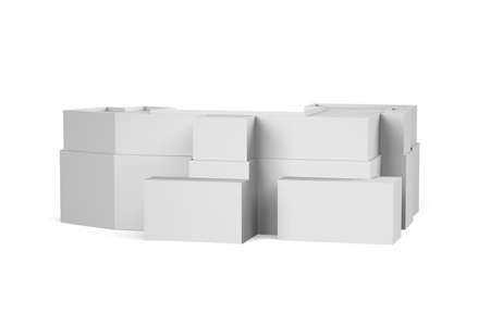 White city building on white background - copy space - mockup - 3D renderの写真素材