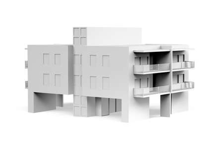 Building mockup on white background with space for text - 3d renderの写真素材