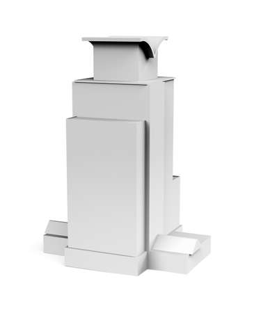 Building mockup on white background with space for text - 3d renderの写真素材