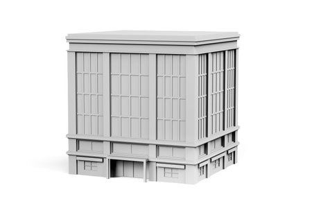 Building mockup on white background with space for text - 3d render