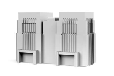 Building mockup on white background with space for text - 3d renderの写真素材