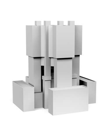 Building mockup on white background with space for text - 3d renderの写真素材