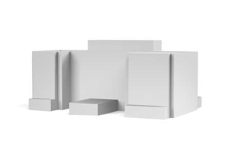 Building mockup on white background with space for text - 3d renderの写真素材