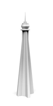 Building mockup on white background with space for text - 3d renderの写真素材