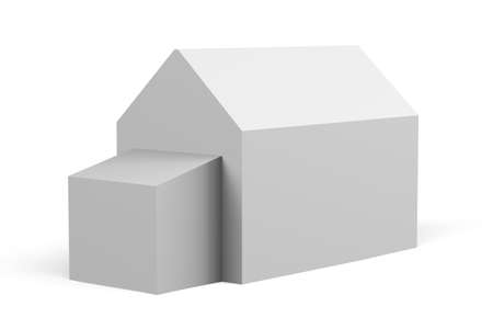 House mockup on white background with space for text - 3D renderの写真素材
