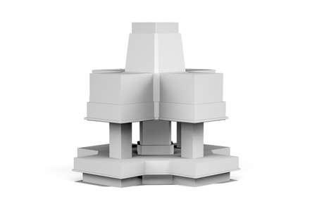 Building mockup on white background with space for text - 3d renderの写真素材