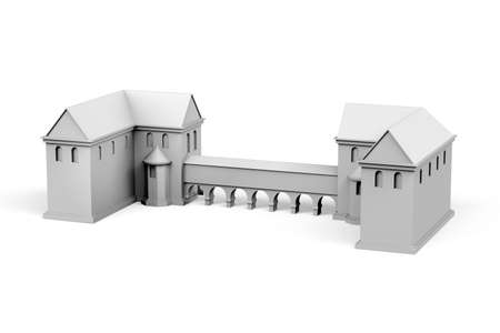 Castle mockup on white background with space for text - 3D renderの写真素材