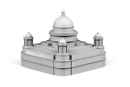 Building mockup on white background with space for text - 3d renderの写真素材