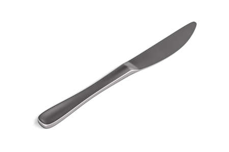 Stainless steel knife on white background - 3D renderの写真素材