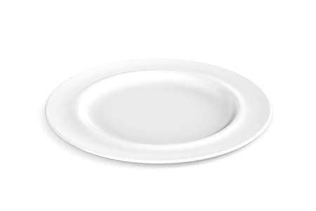 White ceramic plate isolated on white background - 3d renderの写真素材