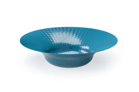 A blue plastic bowl isolated on a white background - 3d renderの写真素材