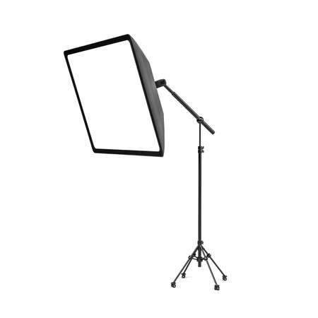 Photo lamp with a softbox on a tripod - set for studio photography - on a white background - 3d renderの写真素材