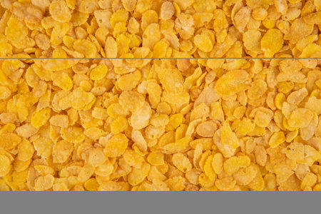 Corn flakes texture - top view and corn flakes closeup