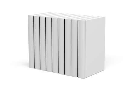 Thick book mockup on white background - nine books lined up in a row - 3d renderの写真素材