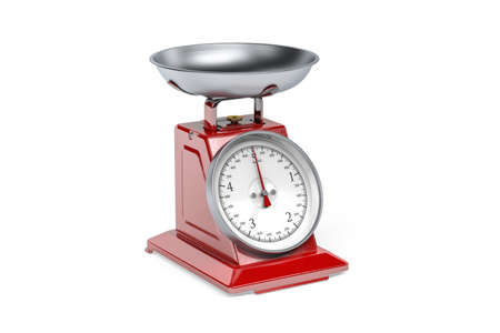 A red analog food scale isolated on a white background - 3d renderの写真素材