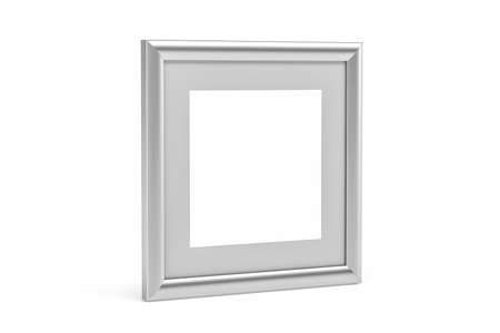 Aluminum photo frame mockup isolated on white background - Perspective view - copy space - 3d renderの写真素材