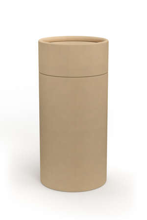Kraft paper cardboard tube package mockup isolated on white background - 3d renderの写真素材