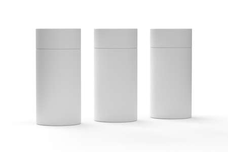 Kraft paper cardboard tube package mockup isolated on white background - 3d renderの写真素材