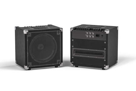 Black guitar amplifier isolated on white background - 3d renderの写真素材