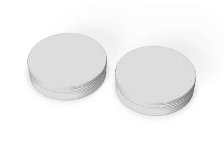 Cosmetic jar mockup - two cosmetic jars on white background - 3D renderの写真素材