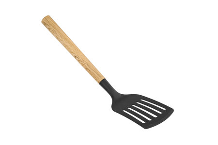 Plastic spatula with wooden handle isolated on white background - 3d renderの写真素材