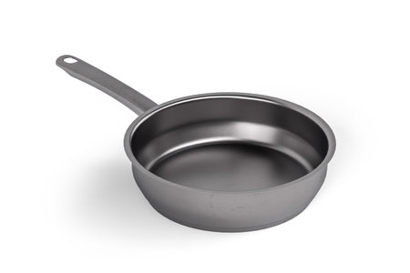 Steel frying pan isolated on a white background - 3D renderの写真素材